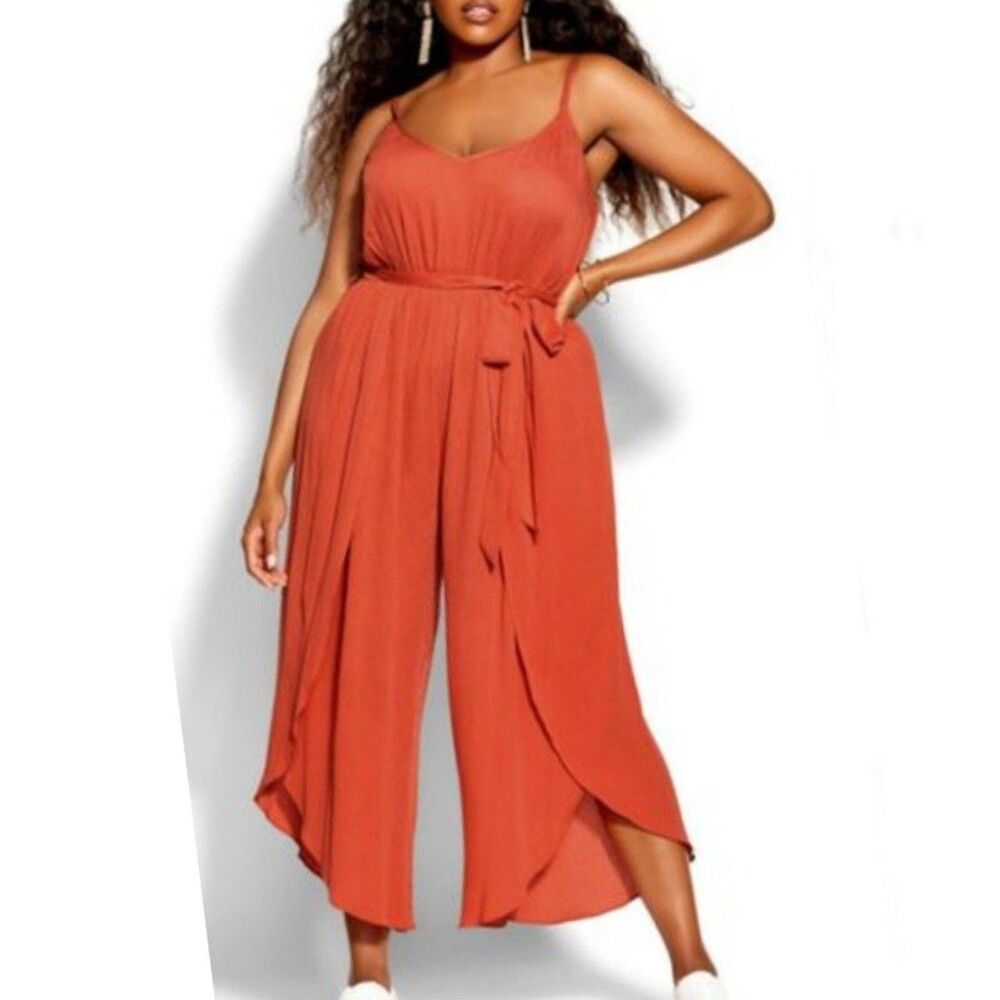 City Chic Tropic Tie Sleeveless Cropped Wide Leg Jumpsuit Plus Size 20 NWT